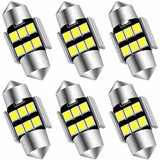 Picture of AUXLIGHT 6614 6641 6612F 6615 F30-WHP TS-14V1CP 29MM 1.14Festoon LED Interior Light Bulbs 6000K Xenon White, Super Bright 6SMD Chips for Car SUV Truck Sunvisor Vanity Mirror Lights (Pack of 6)
