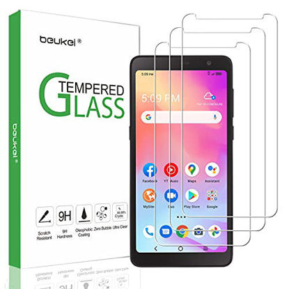 Picture of (3 Pack) Beukei Compatible for Alcatel TCL A3 (A509DL) Screen Protector Tempered Glass, (5.5 inch) Touch Sensitive,Case Friendly, 9H Hardness