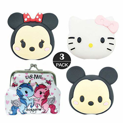 Picture of ZOEAST(TM) 3pcs White Cat Kitten Cartoon Animal Protector USB Charger Saver Charging Data Earphone Line Compatible with All iPhone iPad iPod and Most Android (Mickey Minnie Kitty)