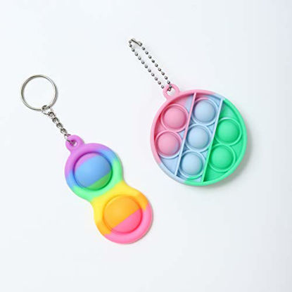 Picture of 2 Pack Mini Push Pop Bubble Fidget Sensory Toys, Mini Fidget Keychain Toys, Simple Dimple Fidget Pack, Stress Relief Gifts for Kids and Adult (Green+Blue+Pink 2