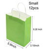 Picture of 12 Pack Small Light Green Kraft Paper Party Favor Bags with Handle for Kids Birthday Xmas Party Supplies (Small-12pcs light green)