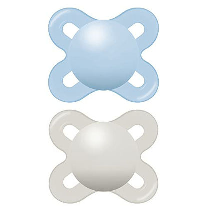 Picture of MAM Start Matte Newborn Pacifiers (2 Pack, 1 Sterilizing Pacifier Case), Newborn Baby Boy Pacifiers, Best Pacifier for Breastfed Babies, Self Sterilizing Baby Pacifier Case