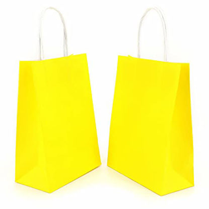 Picture of YADIAN 12 Pieces Kraft Paper Party Favor Gift Bags with Handle, Yellow Gift Bags Small Size for Halloween, Christmas, Birthday, Wedding and Party Celebrations