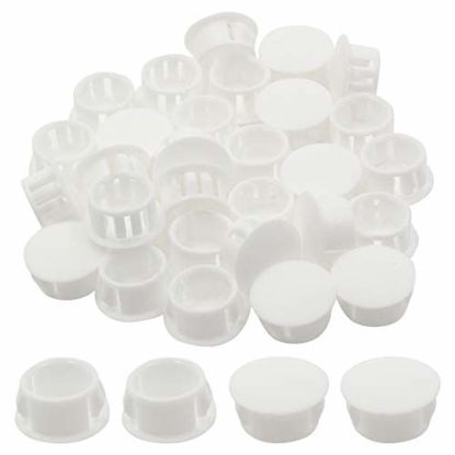 Picture of Zorfeter 30 Pcs White Hole Plugs 16mm (5/8 inch) Plastic Panel Plugs Hole Plugs Post Pipe Insert End Caps