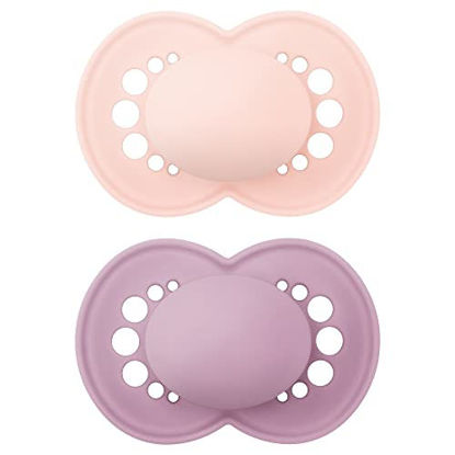 Picture of MAM Original Matte Pacifiers 16 Plus Months, Baby Girl, Best for Breastfed Babies, Sterilizing Storage Case, Girl, 2 Count