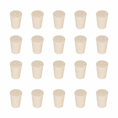 Picture of StonyLab Solid Rubber Stoppers, 20-Pack 00# White Tapered Lab Seal Rubber Stoppers
