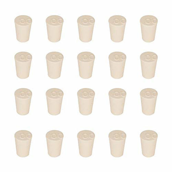 Picture of StonyLab Solid Rubber Stoppers, 20-Pack 00# White Tapered Lab Seal Rubber Stoppers