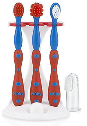 Picture of Nuby 4 Stage Oral Care Set System (Red/Blue)