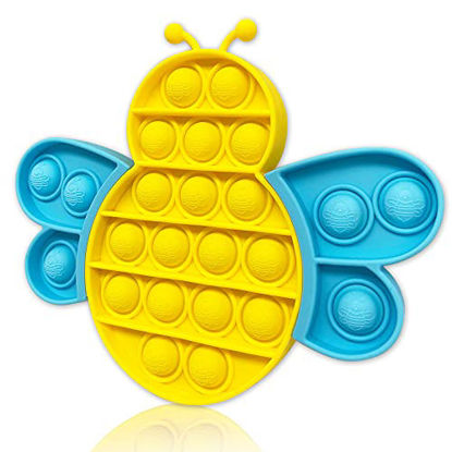 Picture of QETRABONE Pop Push Bubble Sensory Fidget Toy, Anxiety Silicone Stress Relief Toys for Autism Rainbow Colors Fidget Toys Gifts for Birthday Parties for Kids Adults (bee)
