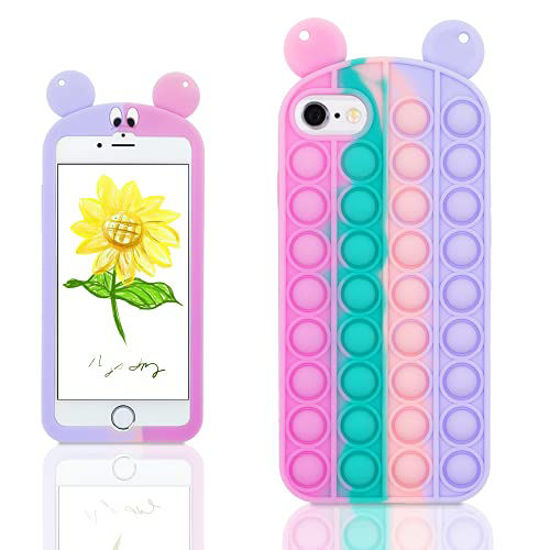 For Iphone 7 Plus/8 Plus/6 Plus/6s Plus Case Kawaii Funny Cute Fun Silicone  Design Cover For Girls Kids Boys Teen Fashion Cool Unique Fidget Bow Bubbl