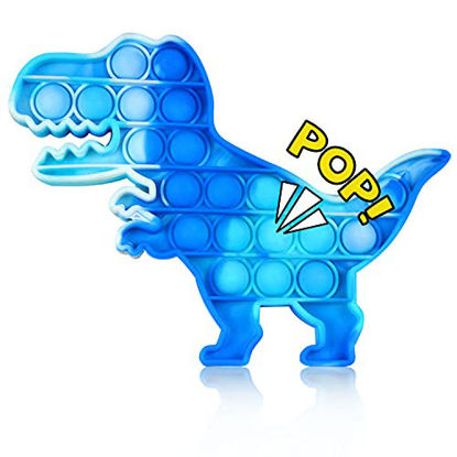 Picture of NUFR Push Pop Pop Bubble Sensory , Tie-dye Dinosaur Soft Silicone Anxiety and Stress Relief Toys Logic Popping Game Board for Kids and Adults (Blue)