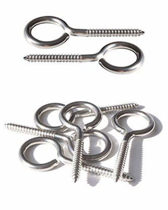 Picture of IMScrews 5pcs #11 x 2-3/4 Inch Screw Eyes Small Eyelet Screws Lag Eyebolt 18-8(304) Stainless Steel Heavy Duty Hook