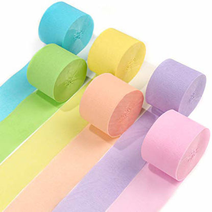 Picture of PartyWoo Crepe Paper Streamers, 6 pcs 82ft Pastel Streamers Party Decorations, Party Streamers, Birthday Streamers, Streamers for Birthday Party, Wedding Decorations, Birthday Decorations (Pastel)