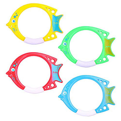 Picture of ZHFUYS Diving Pool Toy Underwater Swimming Fish Shape Diving Ring,4 Pack