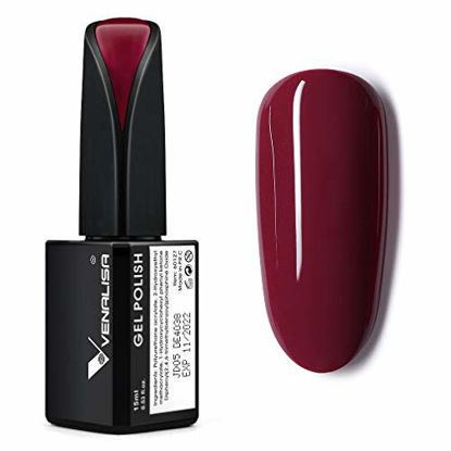 Picture of VENALISA 15ml Gel Nail Polish, Claret-Red Color Soak Off UV LED Nail Gel Polish Nail Art Starter Manicure Salon DIY at Home, 0.53 OZ