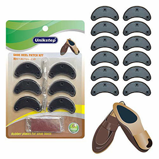 Picture of Unikstep 6 Pairs Shoe Heel Plate Tap, Shoe Heel Side Worn Repair Rubber Patch, Replacement Kit