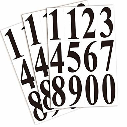 Picture of Die Cut Black Vinyl Numbers Stickers 2 Inch Self Adhesive - 3 Sets - Premium Decal for Mailbox, Signs, Window, Door, Cars, Trucks, Home, Business, Address Number, Indoor or Outdoor