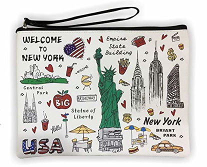 Picture of Girls & Women Large Fashion Cute New York Souvenir Zipper pouch Travel Cosmetic Bag Hand Bag Makeup Purse (JP-330133B)