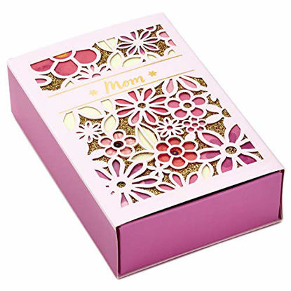 Picture of Hallmark Paper Wonder Mother's Day Gift Box ("Mom," Pink, Gold Glitter, Flowers) Small Slide Box for Moms, Grandmas, Nanas, Mom Squads