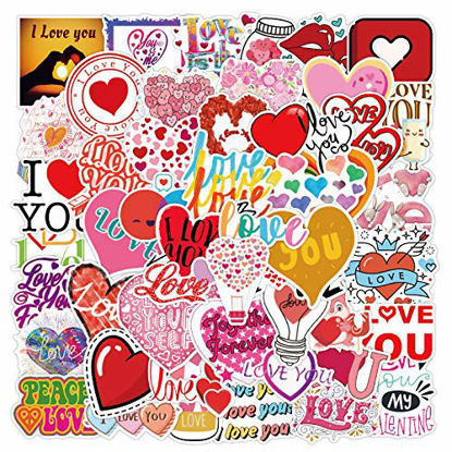 Picture of Valentine's Day Stickers for Water Bottles Big 50 Pack, Cute Funny Stickers for Kids,Teens,Girls,Adults | Perfect for Waterbottle,Laptop,Phone,Hydro Flask,Gift Boxes, Viny Stickers Waterproof (Valentine's Day)