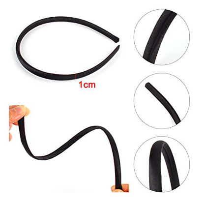 Picture of Zifengcer 20 PCS Satin Covered Thin Headbands DIY Solid Color Headbands for Girls and Women (Black)