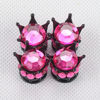 Picture of OTOSTAR Pure Handmade Bling Bling Rhinestones Tire Valve Stem Caps 4 Pack (Black/Hot Pink)