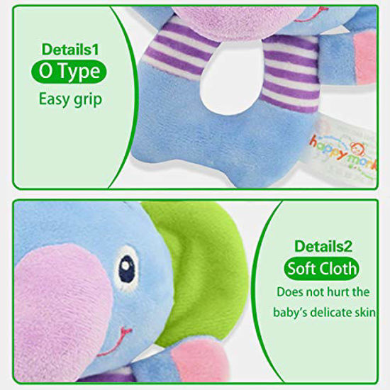 Picture of Plush Elephant Soft Rattles Toy for Over 0 Months Newborn Baby Shaker Toy Cartoon Stuffed Animal Ring Rattle