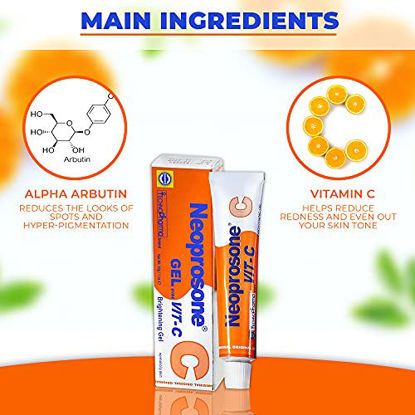 Picture of Neoprosone, Vitamin C Gel | 1 Fl oz / 30 Ml | Fade Dark Spots on: Neck, Face, Body, Armpit, Hands | Hyperpigmentation Treatment, For Women and Men, with Alpha Arbutin