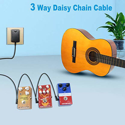 Picture of 3 Ways Daisy Chain Power Cable DC for Guitar Pedal Power Supply Adapter, Splitter Cord with Right Angle Plug for Effect Pedals, P3