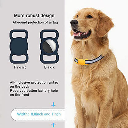 Picture of 2-Pack Dog Collar Holder Compatible with AirTag, Soft Silicone Waterproof Case for Apple Air Tag Tracker Kids School Bag & Backpack & Dog Pet Collar Loop Holder (Black)