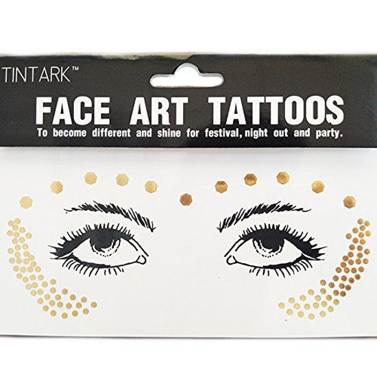 Picture of Face Tattoo Sticker Metallic Shiny Temporary Water Transfer Tattoo for Professional Make Up Dancer Costume Parties, Shows Silver Glitter
