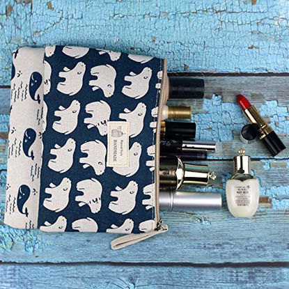 Picture of Kimoli 2 Pcs Women Funny Makeup Bag Cute Cosmetic Bag Pouch for Purse Toiletry Bag