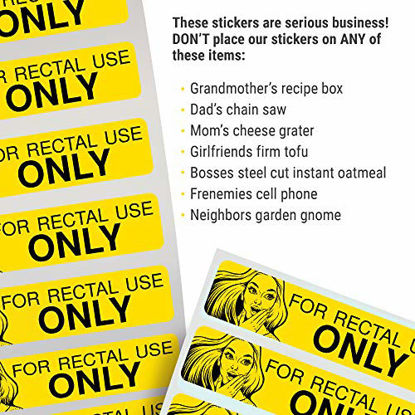 Picture of Rectal Use Only Stickers (200/Roll - Yellow) Funny Gags for Adults - Prank Your Friends and Make Them Laugh (1.5" x .375")