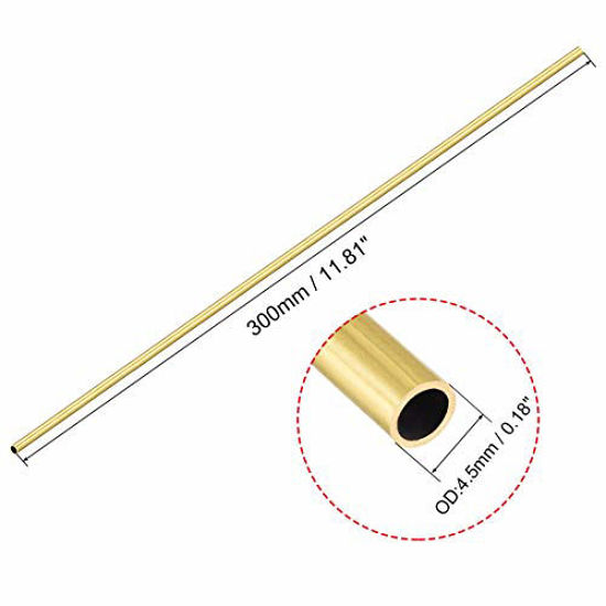 Sourcing Map Brass Round Tube, 300mm Length 6mm OD 1.5mm Wall Thickness