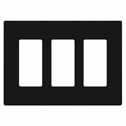 Picture of ENERLITES - SI8833-BK-STICKER Screwless Decorator Wall Plates Child Safe Outlet Covers, Size 3-Gang 4.68" H x 6.53 L, Unbreakable Polycarbonate Thermoplastic, SI8833-BK, Glossy, Black