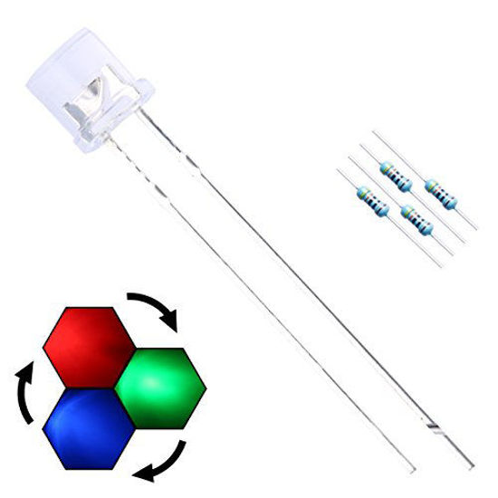 GetUSCart EDGELEC 100pcs 5mm RGB Slow Flashing LED Diodes Multicolor (Colors Changed