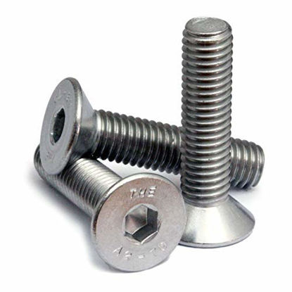 Picture of (50) M6-1.00 x 12mm (FT) - Stainless Steel Flat Head Socket Caps Screws Countersunk DIN 7991 - A2-70/18-8 - MonsterBolts (50, M6 x 12mm)