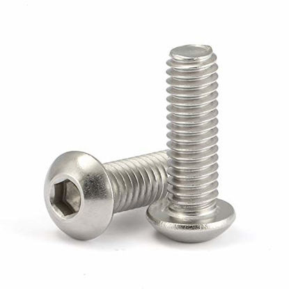 Picture of M5-0.8 x 14 mm Button Head Socket Cap Screws, Stainless Steel 18-8 (304), Bright Finish, Fully Threaded, 50 PCS
