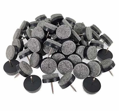 Picture of 40pcs Furniture Felt Pad Round Heavy Duty Nail-on Slider Glide Pad Floor Protector for Wooden Furniture Chair Tables Leg Feet(Dia 0.87"/22mm,Black)