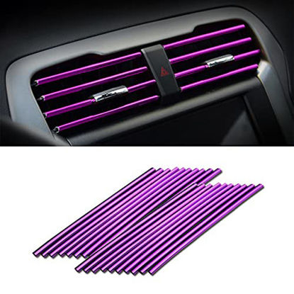 Picture of 20 Pieces Car Air Conditioner Decoration Strip for Vent Outlet, Universal Waterproof Bendable Air Vent Outlet Trim Decoration, Suitable for Most Air Vent Outlet, Car Interior Accessories (Purple)