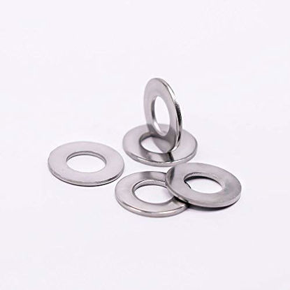 Picture of #12 Flat Washer Pack of 100 (0.265" ID, 0.577" OD), 304 Stainless Steel 18-8, Bright Finish