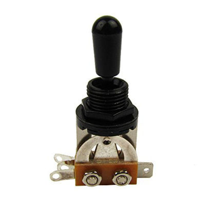 Picture of Musiclily Metric 3 Way Short Straight Guitar Toggle Switch Pickup Selector for Epiphone Les Paul Electric Guitar,Black Top with Black Tip(Pack of 2)