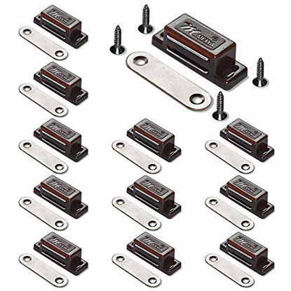 Picture of 12Pack Magnetic Door Catch - 15lb High Magnetic Plastic Heavy Duty Latch for Kitchen Bathroom Cupboard Wardrobe Closet Closures Cabinet Door Drawer Magnets Screws Included