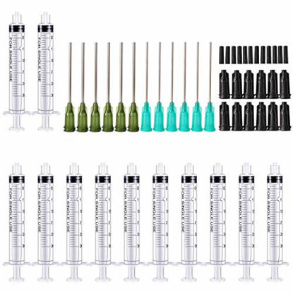 Picture of BSTEAN 3ml Syringes Blunt Tip Needles Storage Caps - Glue Applicator, Oil Dispensing (Pack of 12)