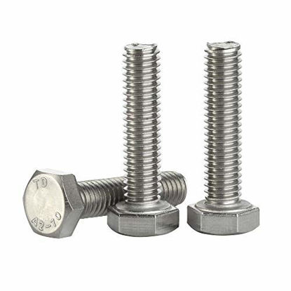 Picture of 1/4-20 x 3/4" (3/8" to 4" Available) Hex Head Screw Bolt, Fully Threaded, Stainless Steel 18-8, Plain Finish, Quantity 25