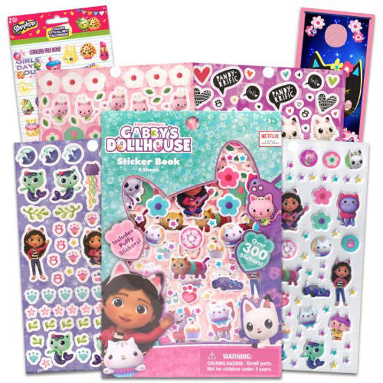 Picture of Gabby's Dollhouse Sticker Book for Girls - Bundle with 300+ Gabby's Dollhouse Puffy Craft Stickers, Shopkins Stickers and More (Gabby's Dollhouse Party Supplies for Kids, Toddlers)