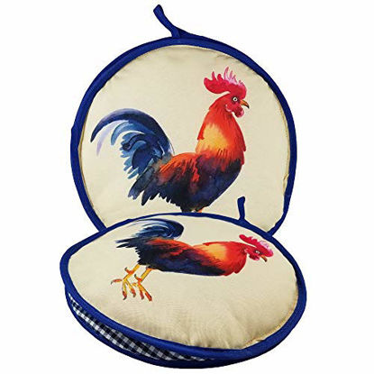 Picture of 10" Rooster Blues Tortilla Warmer proven to Keep Tortillas FRESH AND WARM FOR OVER 1 HOUR! Insulated tortilla pouch keeps corn & flour tortillas warm from the skillet, pan, grill or microwave!