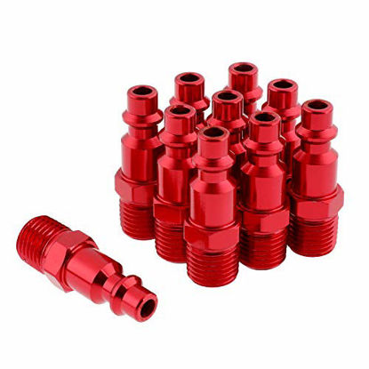 Picture of WYNNsky Color Fittings, 1/4''MNPT Air Plug, I/M Type-Red, 10 Pieces Air Compressor Accessories Fittngs