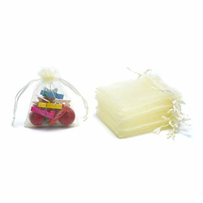 Picture of Tendwarm 100pcs 3x4 Inch Sheer Organza Bags for Party Festival Wedding Favor Bags with Drawstring Jewelry Gift Bags