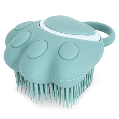 Picture of Molain Dog Cat Bath Brush Comb Silicone Rubber Dog Grooming Brush Silicone Puppy Massage Brush Hair Fur Grooming Cleaning Brush Soft Shampoo Dispenser (blue paw shape)